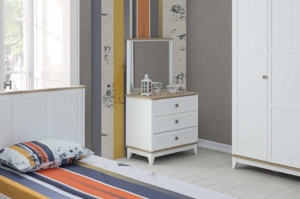 Kommode mit Spiegel Kommodenschrank Holz Kinderzimmer Weiß Holzschrank