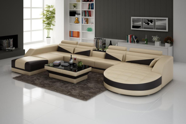 XXL Wohnlandschaft U Form Ecksofa Sofa Couch Polster Garnitur Leder Neu