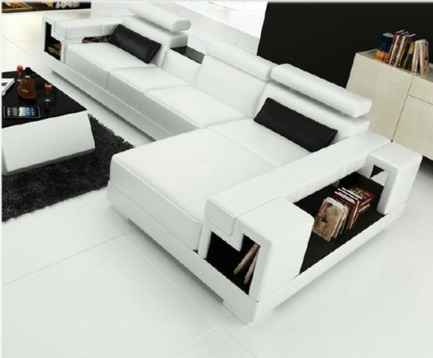 Luxuriöse Leder Sofa Eckcouch Polster Eckgarnitur + Couchtisch 2tlg. Set Couch
