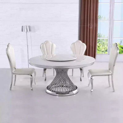 Runder Tisch Goldener Fuß Chrom Rundtisch Tische Esstische Luxus 130cm