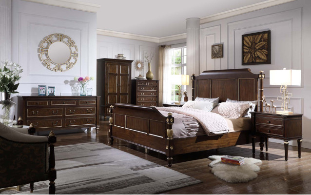 Schlafzimmer Set Bett 2x Nachttische Luxus neu 3tlg Design Modern Holz