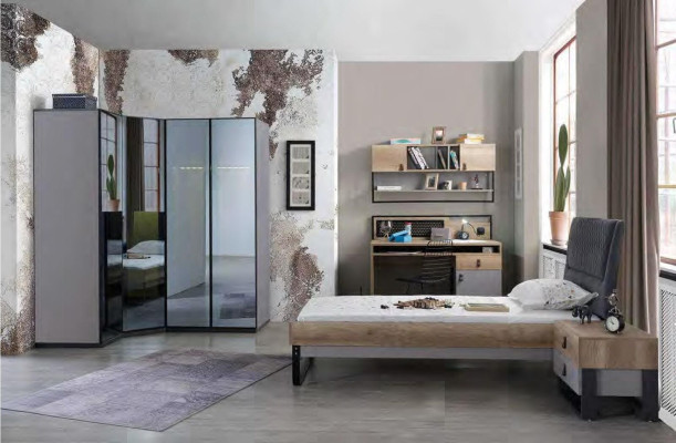 Kinderzimmer Jugendzimmer Set Bett Eckschrank Schrank Schreibtisch Möbel 4tlg