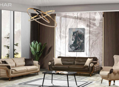 Sofagarnitur 3+3 Sitzer Sofa Sessel Sofas Relax Luxus Set Wohnzimmer