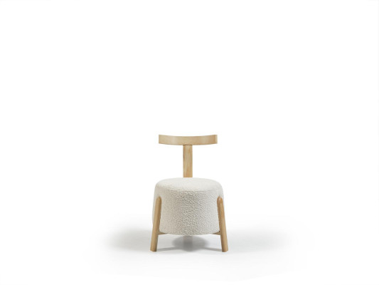 Stuhl Esszimmer Polsterstuhl Lounge Weiß Textil Sitz Sessel Holz Neu