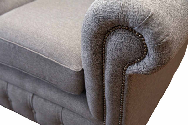 Chesterfield Büro Sitzmöbel Einrichtung Sofa Couch 2 Sitz Textil Graue