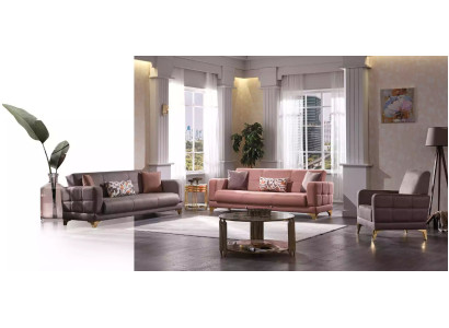 Luxus Sofagarnitur 3+3+1 Set Designer Textil Couchen Sessel Einsitzer