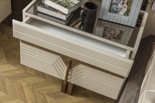 Schlafzimmer Garnitur Doppelbett Bett Nachttische Set 3tlg Grau Modern
