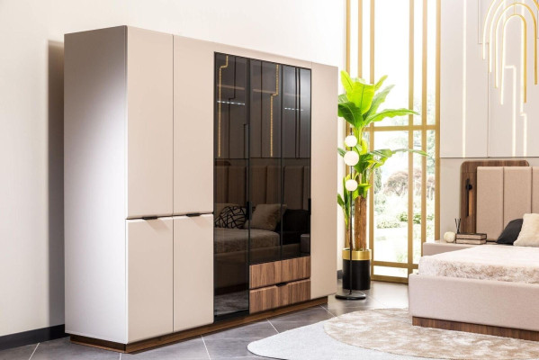 Kleiderschrank Holzschrank Beige Schlafzimmerschrank Schrank Moderne