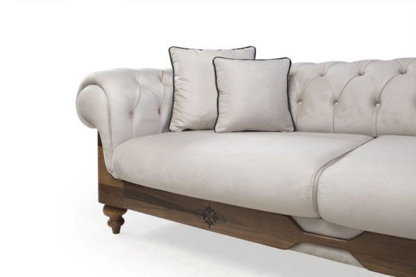 Klassische Sofagarnitur 3-Sitzer + Sessel Chesterfield Designer Möbel