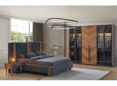 Designer Schlafzimmer Set Luxuriöses Doppelbett 2x Nachttische Schrank