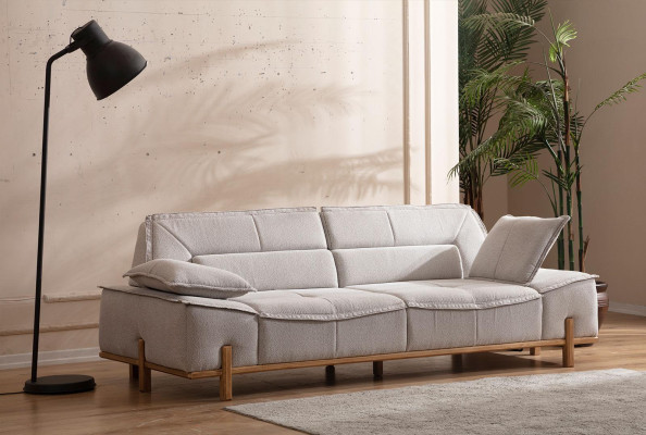 Komplette Couchgarnitur Dreisitzer Sessel Couch Braun Stoff Sofas 3tlg