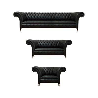 Wohnzimmer Sofagarnitur Schwarz 3tlg Luxus Design Chesterfield Neu