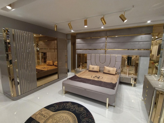 Design Schlafzimmer 3tlg. Bett 2x Nachttische Modern Luxus Betten Set Möbel Neu