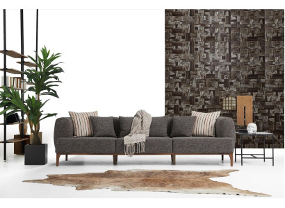 Dreisitzer Sofa 3 Sitzer Sofas Grau Stoff Wohnzimmer Luxus Modern Neu