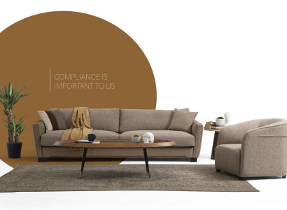 Sofagarnitur 31 Sitzer Sessel Dreisitzer Modern Stoff Beige Set Design 