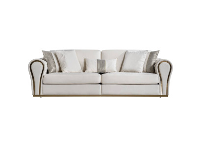 Weißer Dreisitzer Designer Polstersofa Luxus 3-Sitzer Textil Sitzmöbel