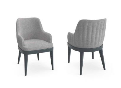 Moderner Stühle Stoff Holz Design Stuhl Lehnstuhl Luxus Polster Textil  