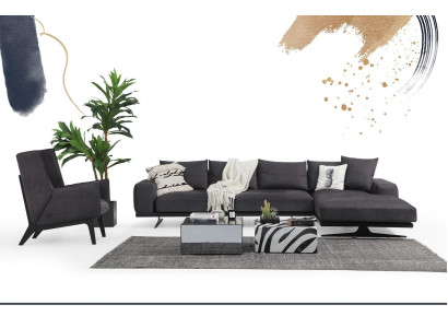 Ecksofa L-Form Sessel Sofa Wohnzimmer Grau Modern Stoff Sofas Sitzer