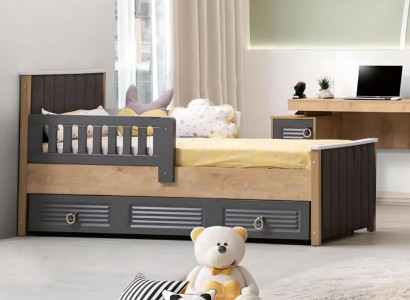 Bettrahmen Kinderbett Bett Kinderzimmer Kinderzimmermöbel Grau Holz