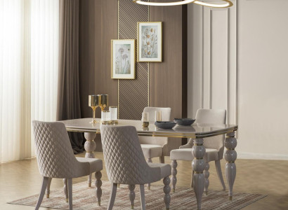 Beiger Esszimmertisch Luxuriöser Holztisch Designer Esszimmer Möbel Neu