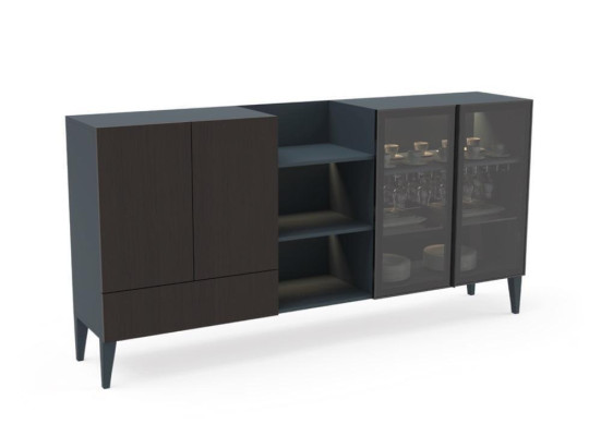 Modernes Sideboard Holzmöbel Anrichte Kommode braun Schwarz Neu