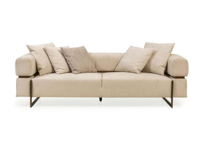 Beiger Dreisitzer Designer Stoffsofa Polstermöbel Luxuriöser 3-Sitzer