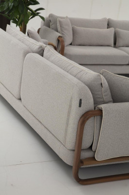 Sofagarnitur 31 Sitzer Sessel Dreisitzer Modern Stoff Grau Set Design