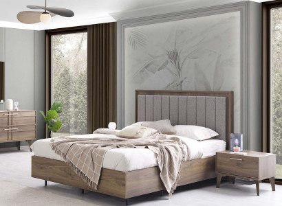 Schlafzimmer Garnitur Doppelbett Bett Nachttische Braun Holz Set 3tlg