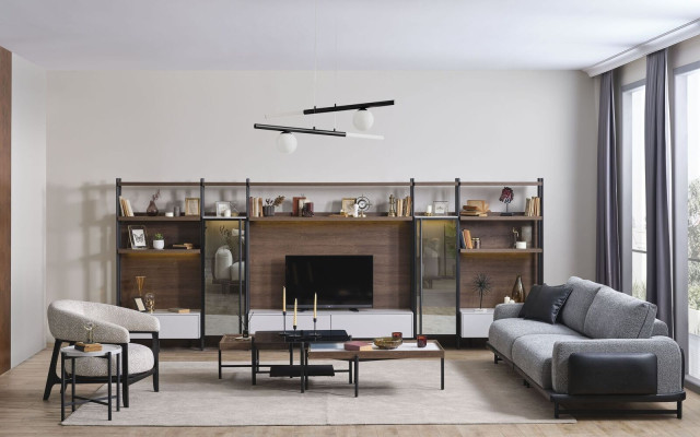 Designer Sofagarnitur Wohnzimmer Holz Möbel 3-Sitzer Sessel Couchtische