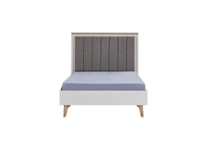 Bettrahmen Kinderzimmer Kinderbett 100 cm Jugendbett Holz Grau Stoff