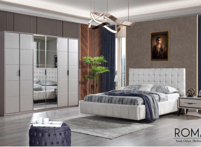 Weiße Schlafzimmer Garnitur Luxus Möbel Polster Bett Holz Kleiderschrank