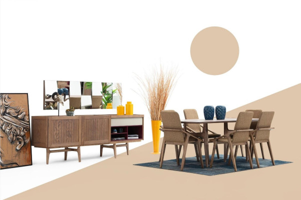 Esszimmer Gruppe Esstisch Stühle Sideboard Tisch Holz Set 8tlg Weiß