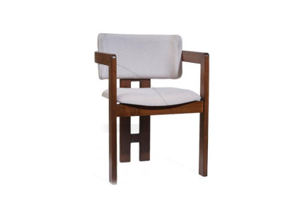 Weiß-Brauner Esszimmerstuhl Designer Polsterstuhl Moderner Einsitzer