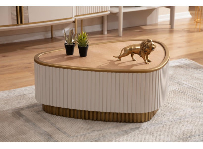 Dreieckiger Couchtisch Weiß-Braune Wohnzimmer Couchtische Holztische