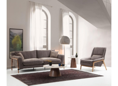 Sofas Sofagarnitur 2 Sitzer Sessel Zweisitzer Stoff Wohnzimmer Grau
