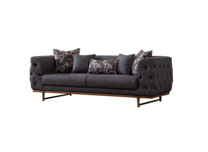 Schwarzes Chesterfield Sofa Designer Bettfunktion Wohnzimmer 3-Sitzer