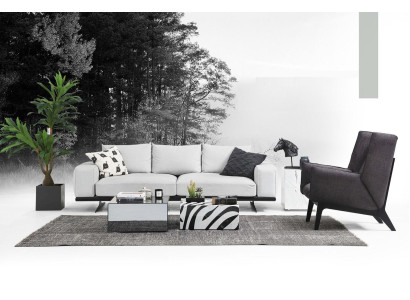 Sofagarnitur Sofa 3 Sitzer Sessel Dreisitzer Grau Modern Stoff Sitz 