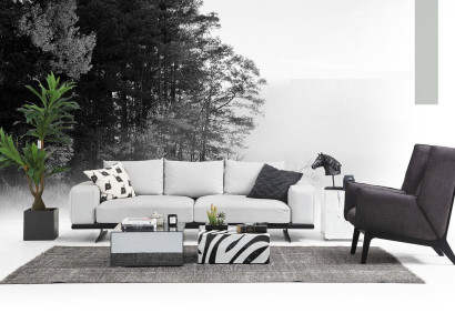 Sofagarnitur Sofa 3 Sitzer Sessel Dreisitzer Grau Modern Stoff Sitz 