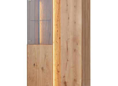 Braune LED-Vitrine Luxuriöse Anrichte Holz Möbel Designer Glasschränke