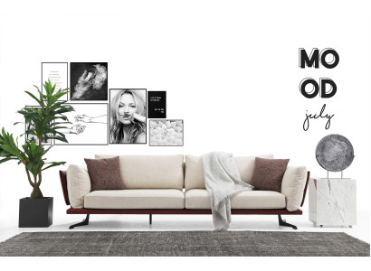 Dreisitzer Sofa 3 Sitzer Stoff Beige Modern Design Wohnzimmer Luxus