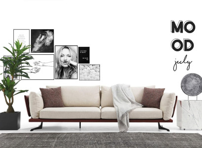 Viersitzer Sofa 4 Sitzer Stoff Beige Modern Design Wohnzimmer Luxus