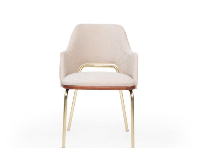 Beiger Edelstahlstuhl Metallrahmen Esszimmer Einsitzer Luxus Stühle Neu