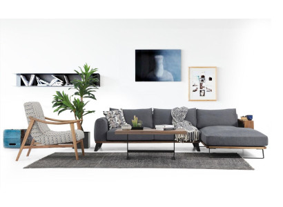Wohnzimmer Ecksofa L-Form Sofagarnitur Stoff Grau Modern Design