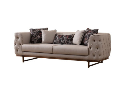 Hellbeiger Chesterfield Dreisitzer Luxuriöser 3-Sitzer Edle Polster Sofas