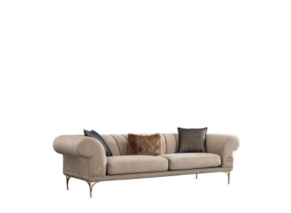 Beiger Dreisitzer Luxus Polstercouch Wohnzimmer Sitzmöbel 3-Sitzer Neu