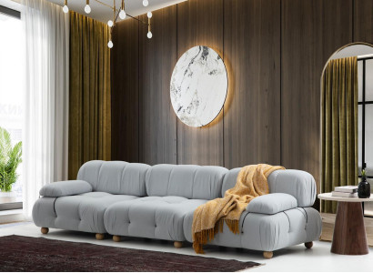 Sofa 3 Sitzer Dreisitzer Modern Stoff Grau Sofas Design Wohnzimmer Neu