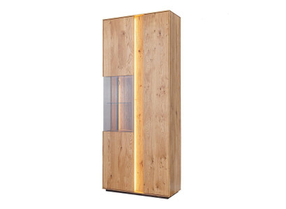 Wohnzimmer Braune Holzvitrine LED-Vitrine Holz Schrank Glasschrank Neu