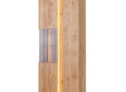 Wohnzimmer Braune Holzvitrine LED-Vitrine Holz Schrank Glasschrank Neu