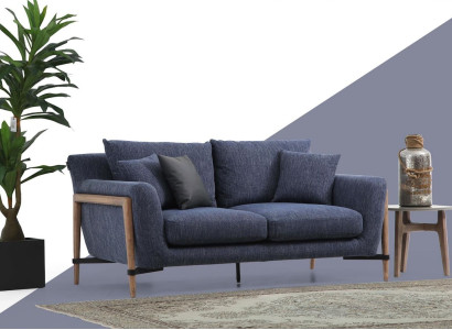 Viersitzer Sofa 4 Sitzer Stoff Sofas Modern Design Wohnzimmer Blau