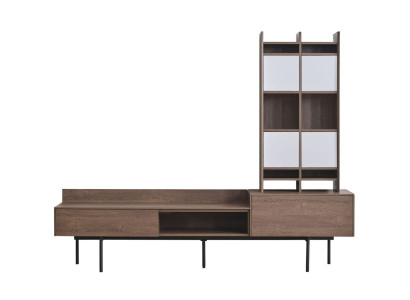 Wohnzimmer Brauner TV-Ständer Wandschrank Moderne Wohnwand Set 3tlg